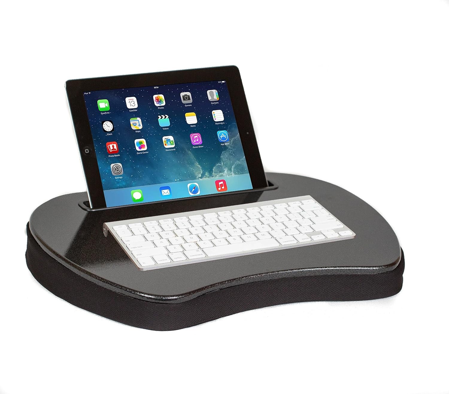 Mini Lap Desk with Memory Foam Cushion | Tablet Slot and Handle | Fits Laptops