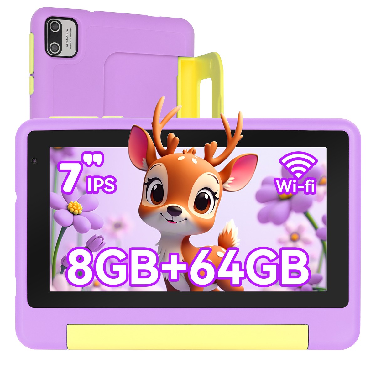 Urao Kids Tablet 7" IPS Touchscreen 8GB+64GB Storage Wifi 5G Learning Games Gift