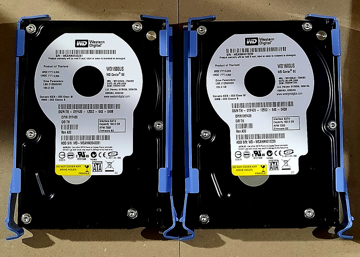 (2)Western Digital 160Gb HDD Model: WD1600JS-75NCB2 Both Tested and Work