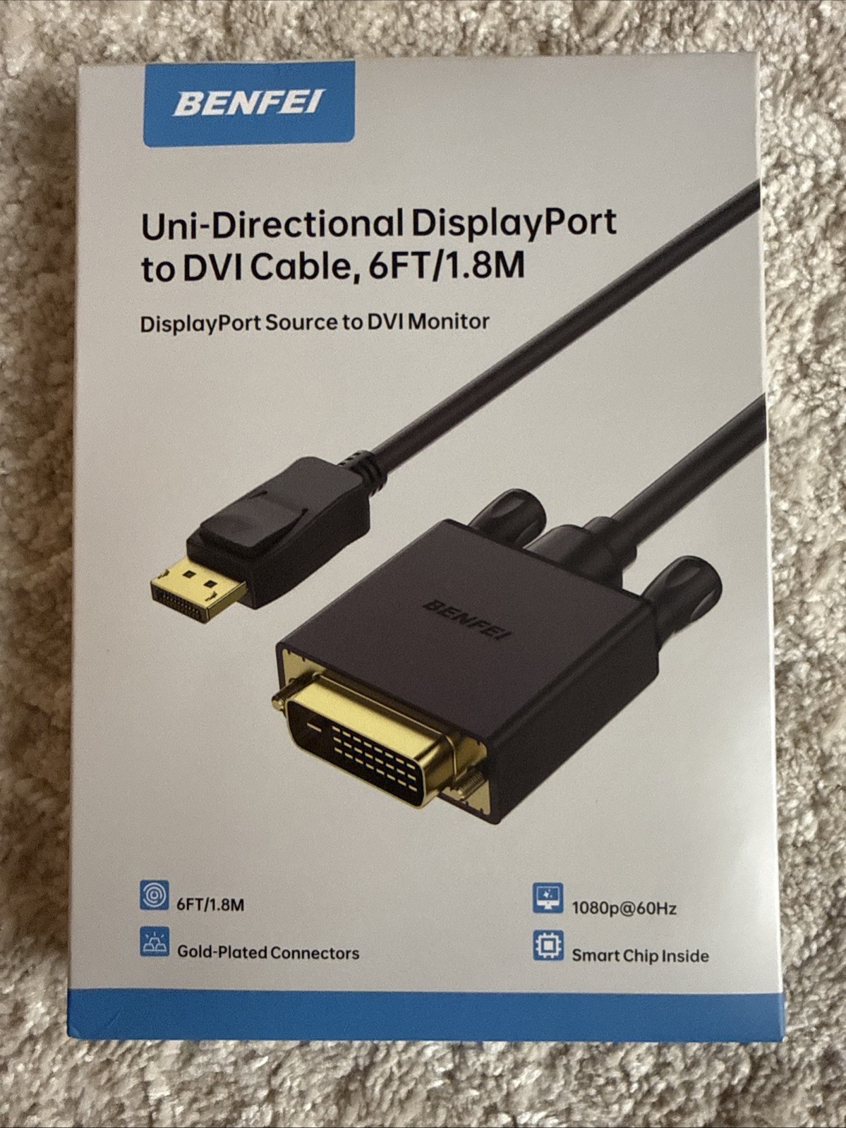 BRAND NEW SEALED Benfei DisplayPort to DVI Adapter-Dp Display Port to DVI Cable