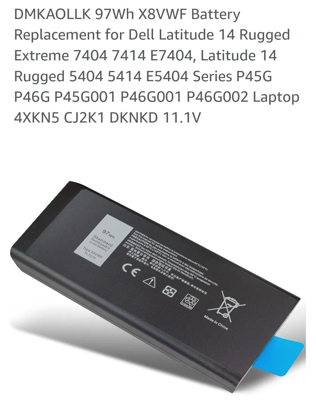 New DKNKD X8VWF 97Wh 9Cells Battery For Dell Latitude 14 5404 5414 7404 E5404
