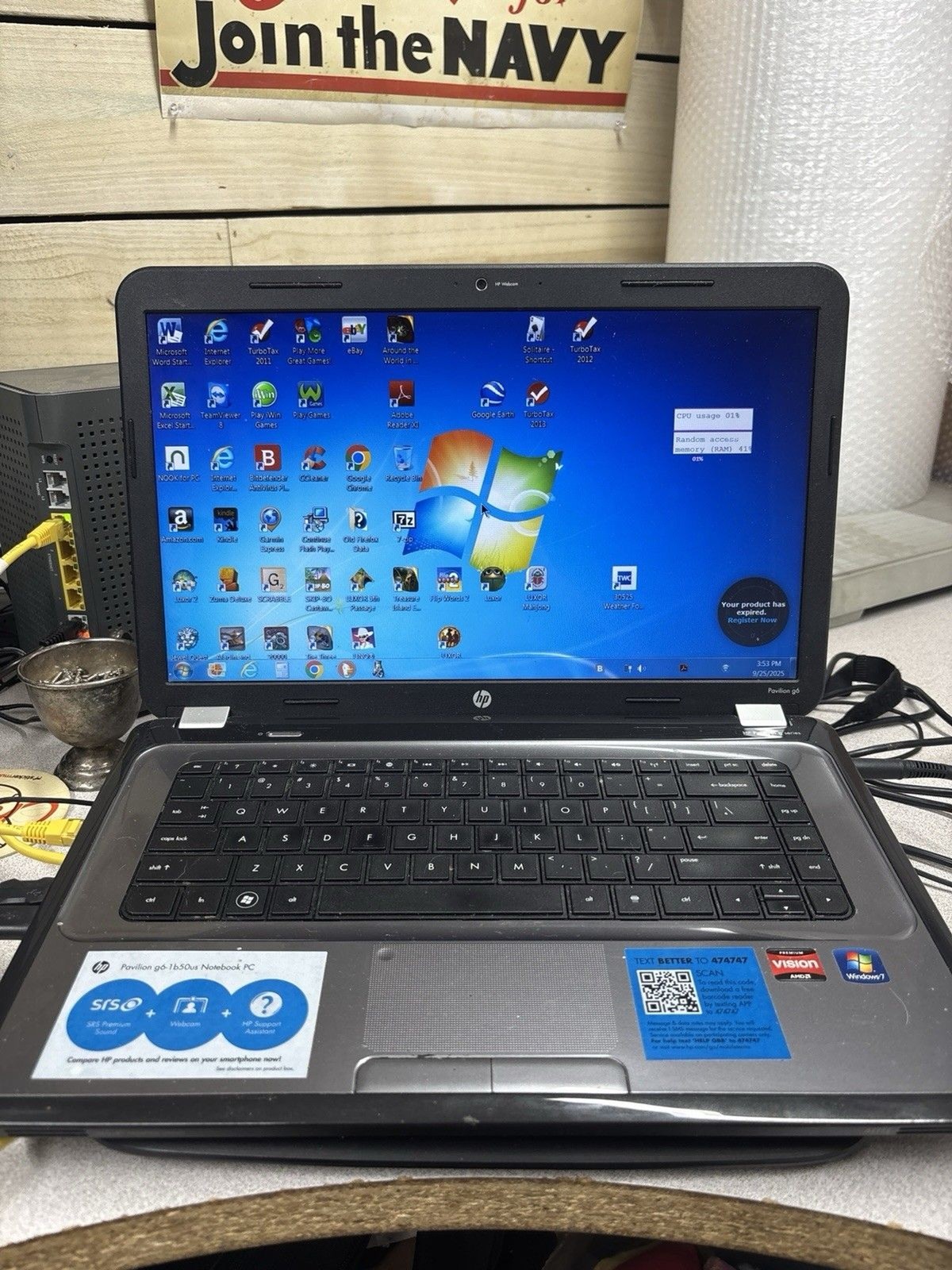 HP Pavilion g6-1B50US Laptop – No Hard Drive