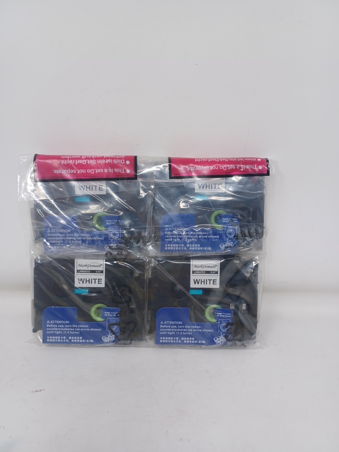 Mark Domain Laminated 0.47 tape white compatible with Brother, 4 pack