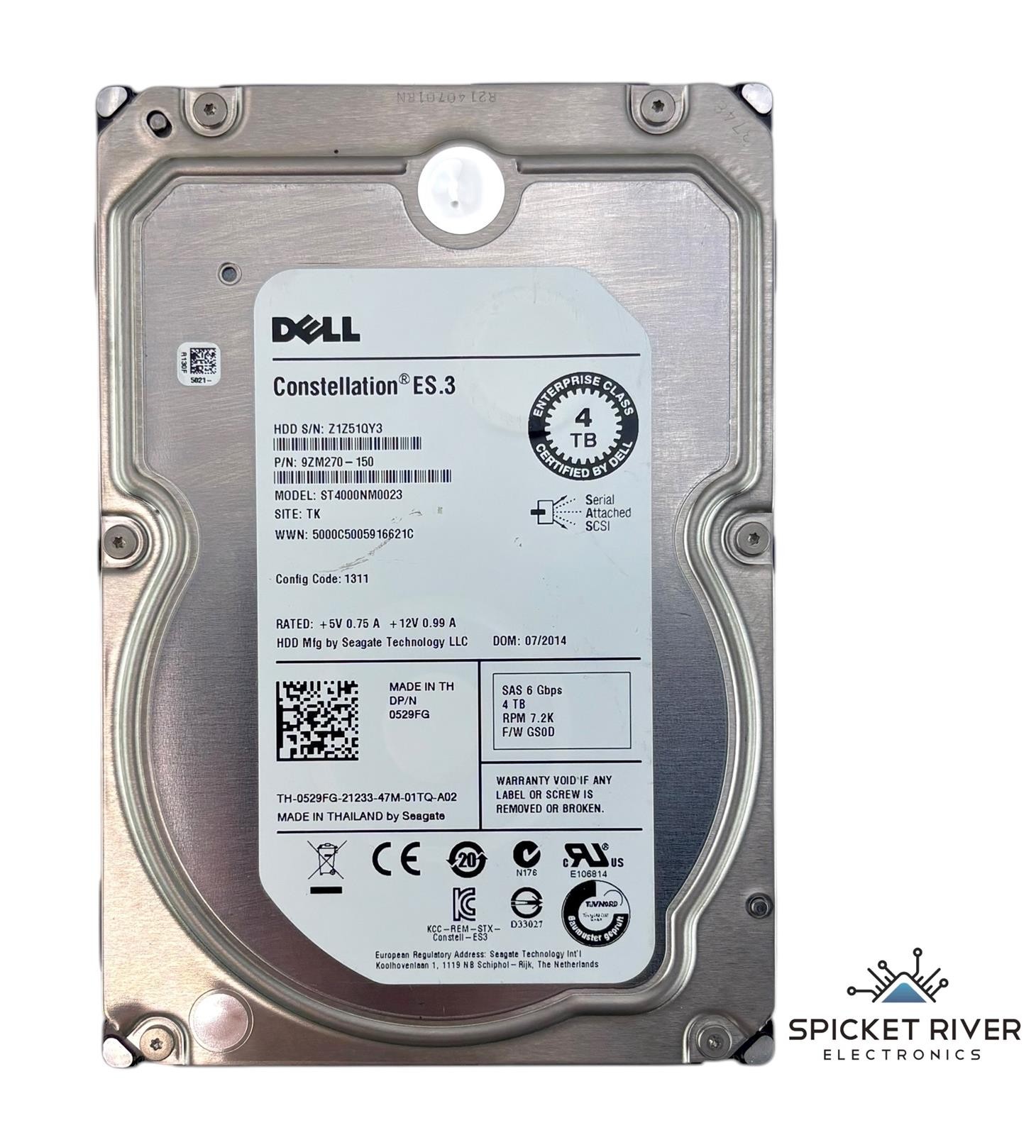 Dell Seagate Constellation ES.3 ST4000NM0023 4TB SAS 6Gbps 3.5" Enterprise HDD