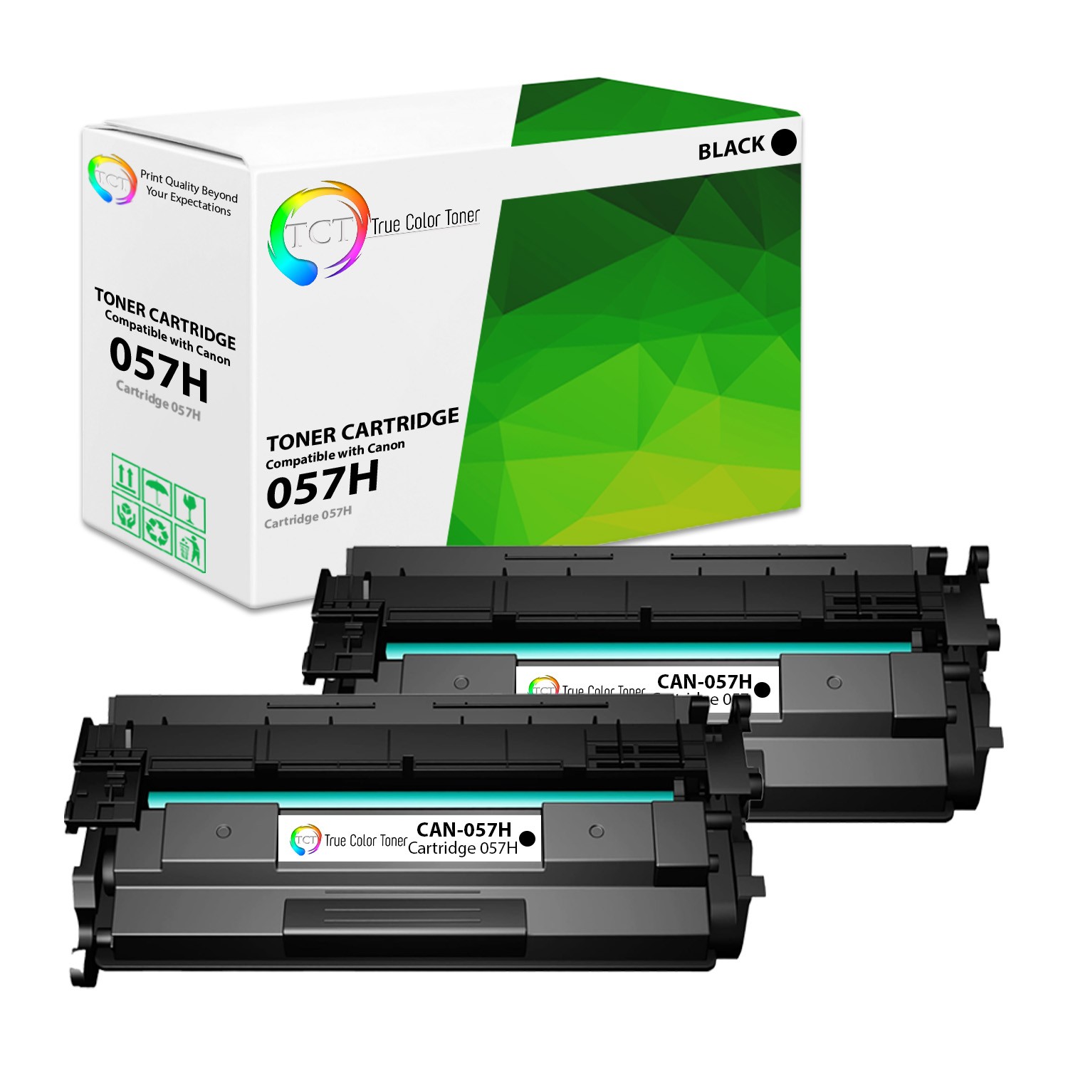 2Pk TCT Premium 057H 057H Black HY for Compatible Canon LBP223 Toner Cartridge