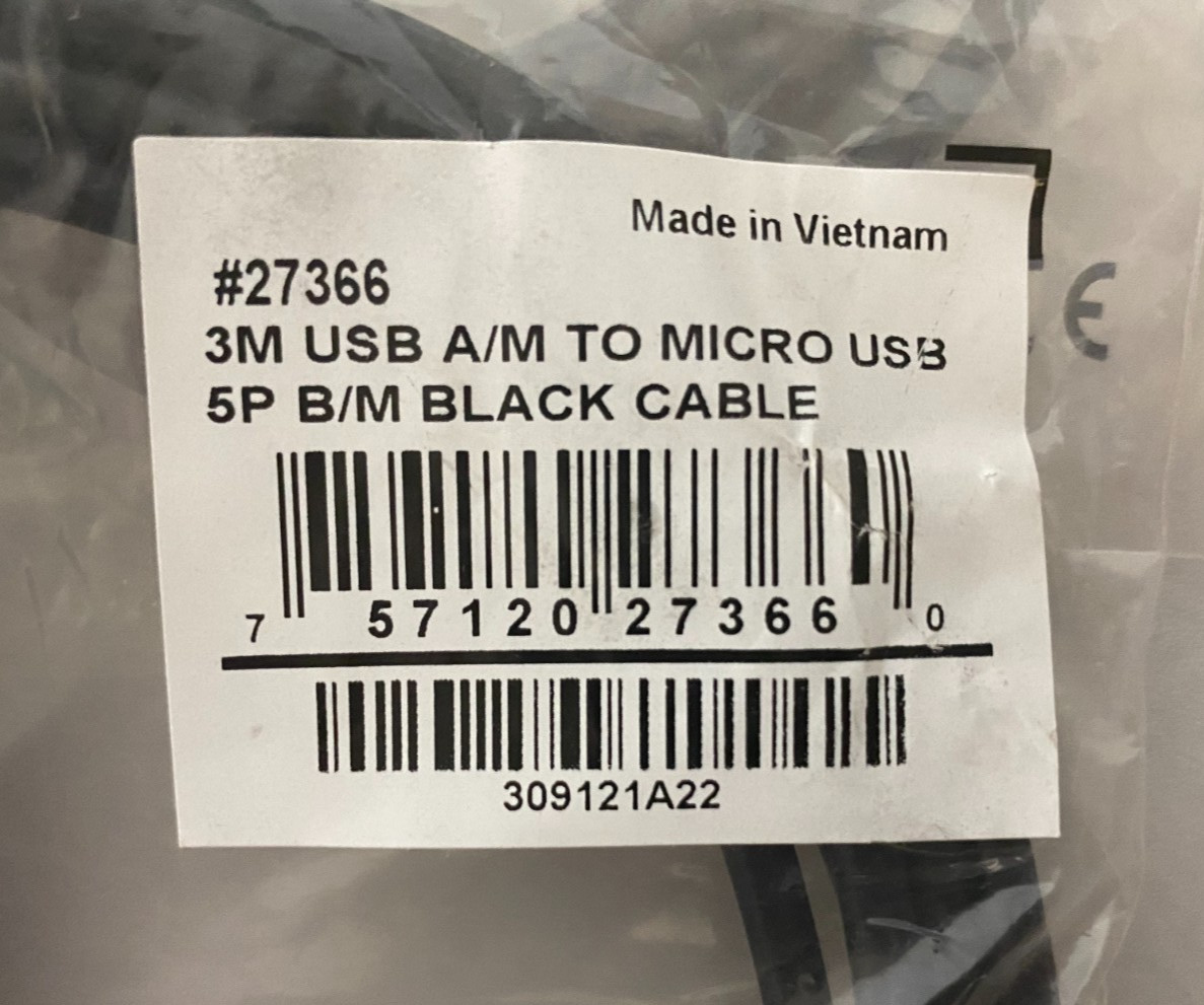 C2G 9.8ft (3m) USB 2.0 A to Micro-B Cable  (P/N: 27366) LOTS OF 10