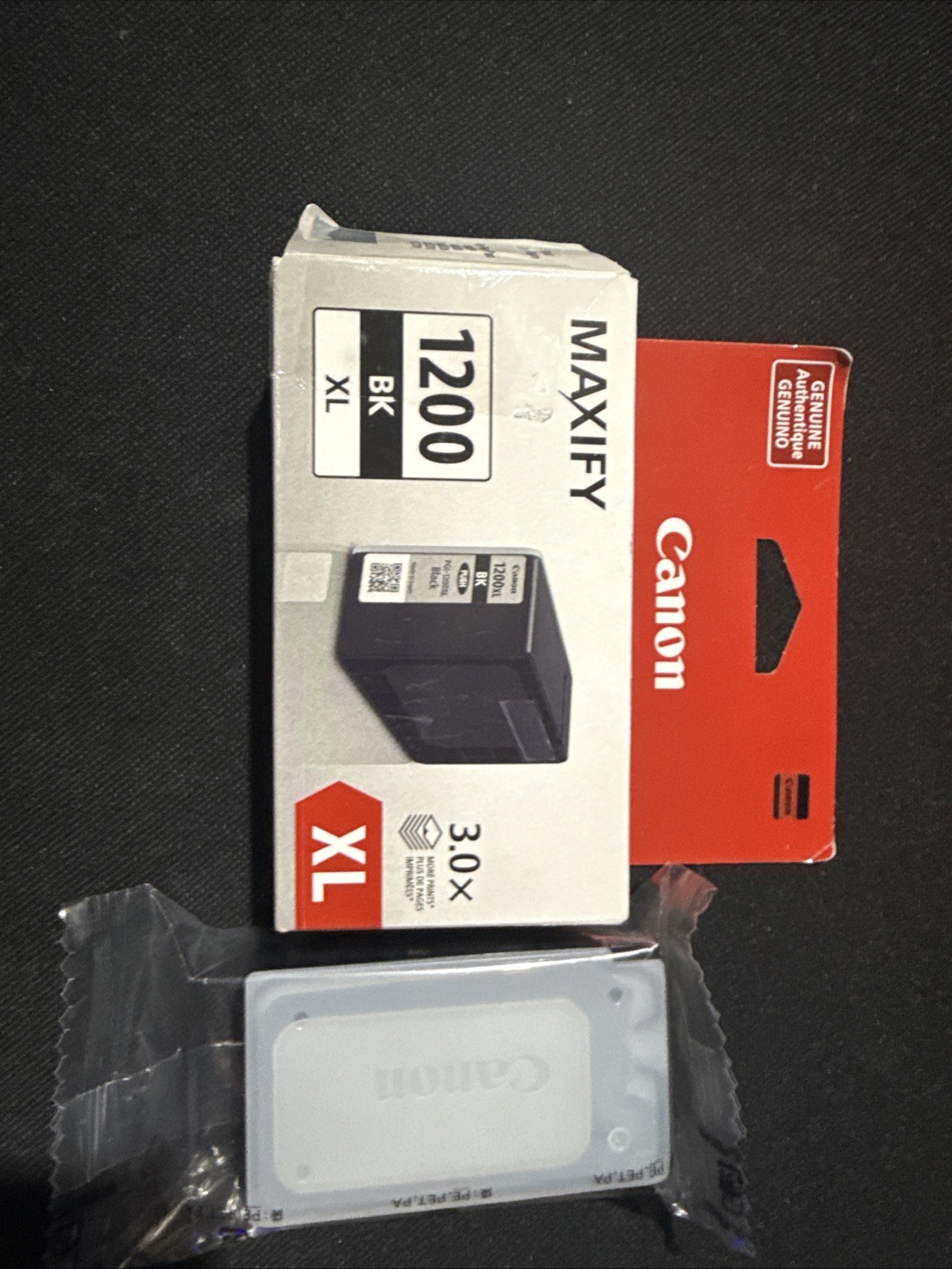 Genuine Canon PGI-1200XL Black Ink Cartridges Bag Open Box, Sealed Package