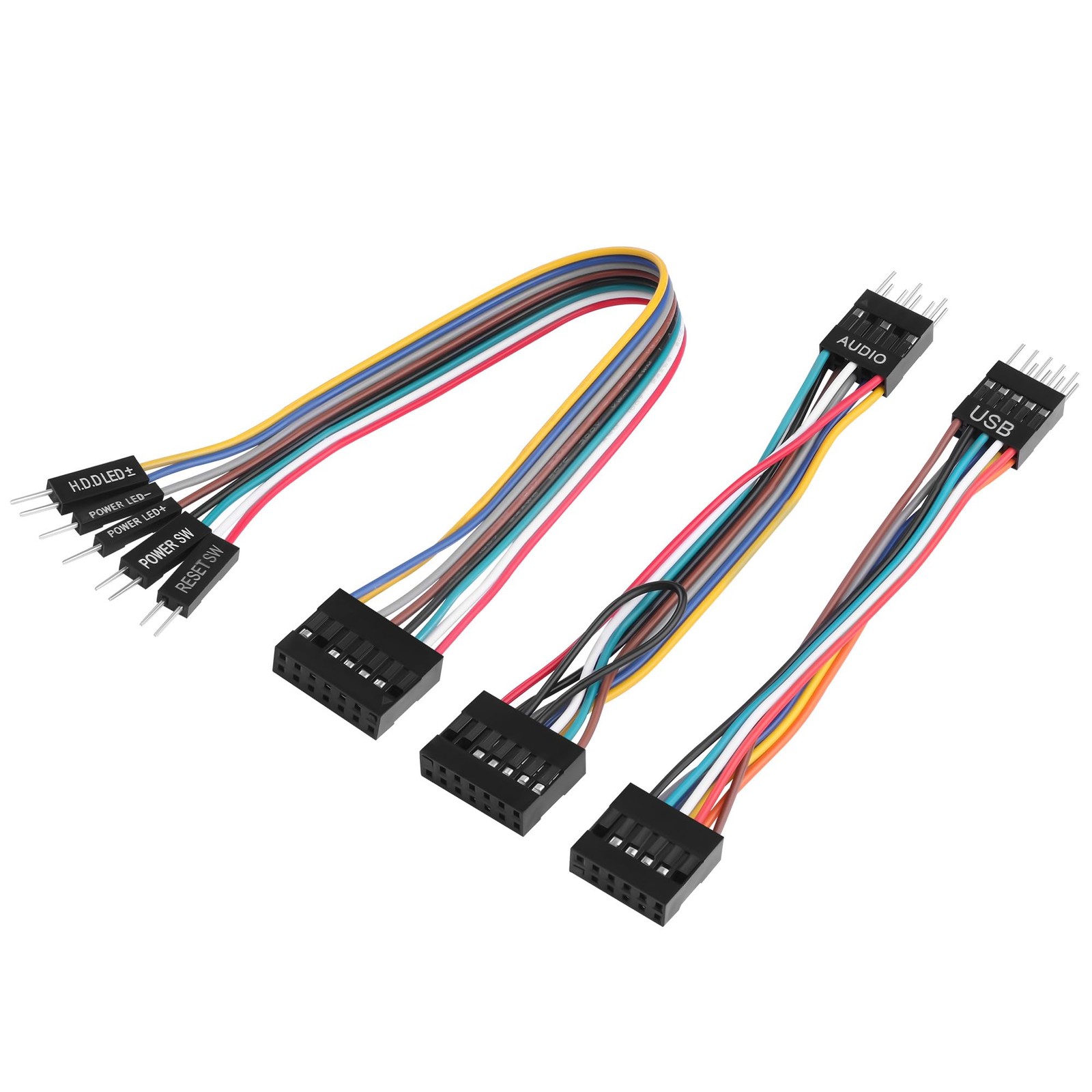 ELFJMZP Motherboard Front Panel Adapter Kit: Power Switch/USB 2.0/Audio Black