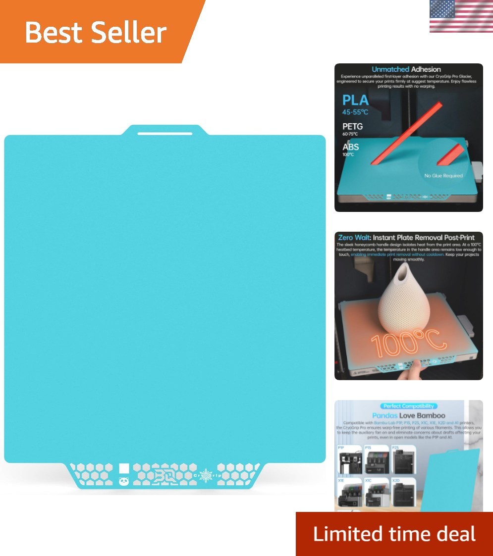 Upgrade to CryoGrip Pro Glacier 257x257mm Build Plate - Perfect for Bambu-Lab