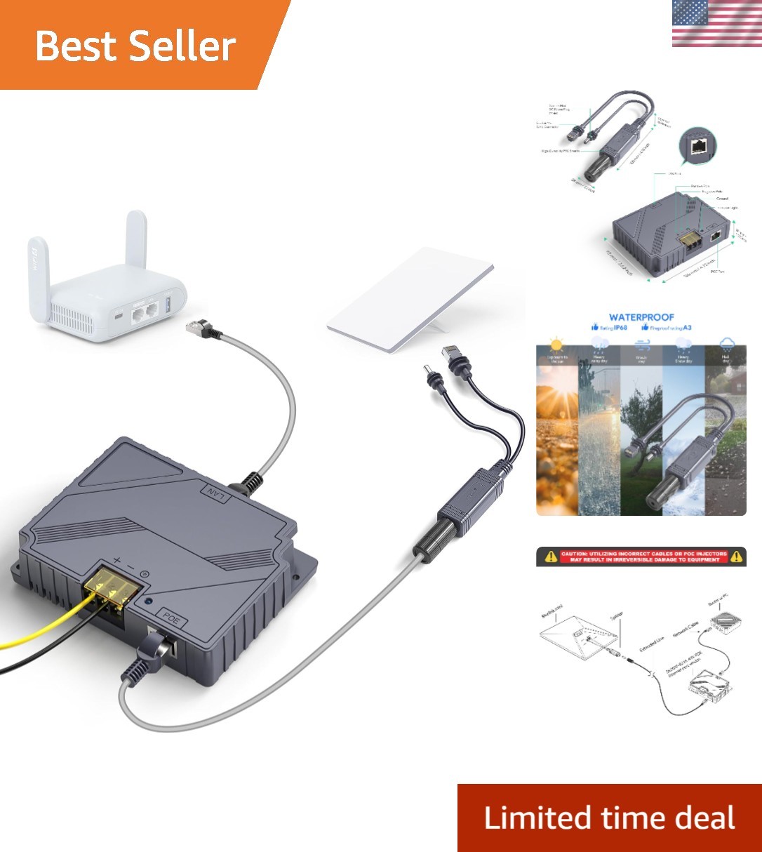 Versatile 12V Starlink Mini Poe Injector 150W - Seamless Networking Solution