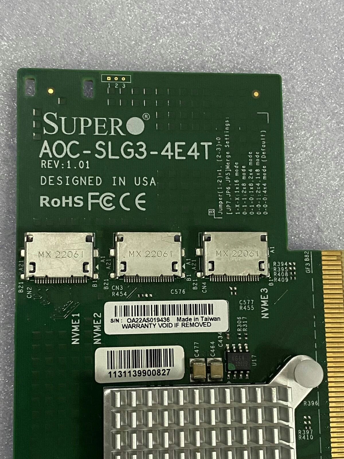 Supermicro AOC-SLG3-4E4T 4‑Port OCuLink NVMe U.2 PCI‑E Gen3 Expansion Card