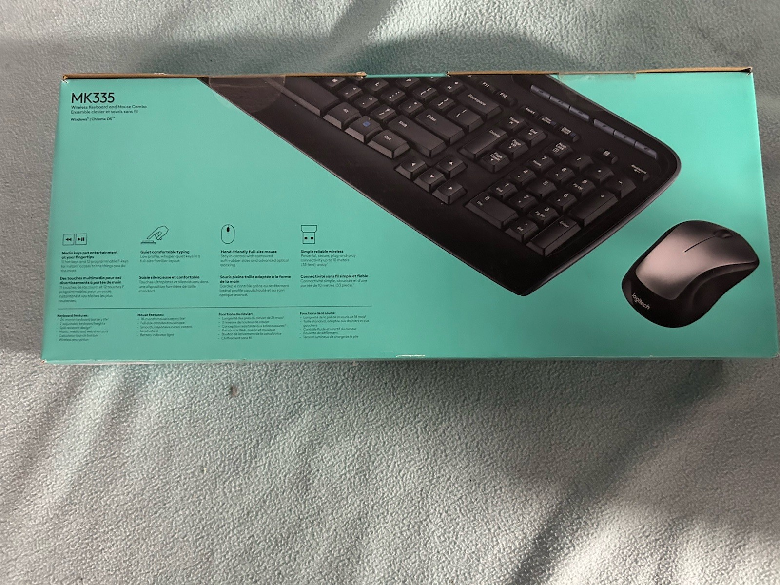 NIB Logitech MK335 Wireless Keyboard Mouse Combo Full Size Black USB NEW SEALED
