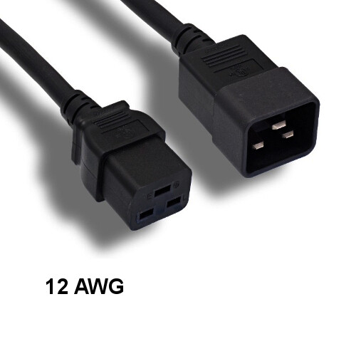 [Lot10] 15Ft Black Heavy Duty Power Cord IEC60320 C19 to C20 12AWG 20A/250V PDU 