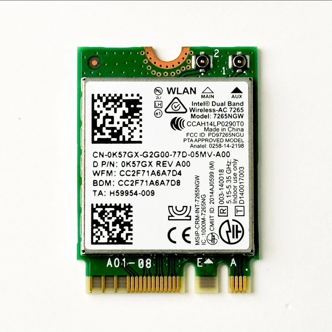 Intel Dual Band Wireless-AC 7265 802.11ac WiFi + Bluetooth Card (7265NGW)