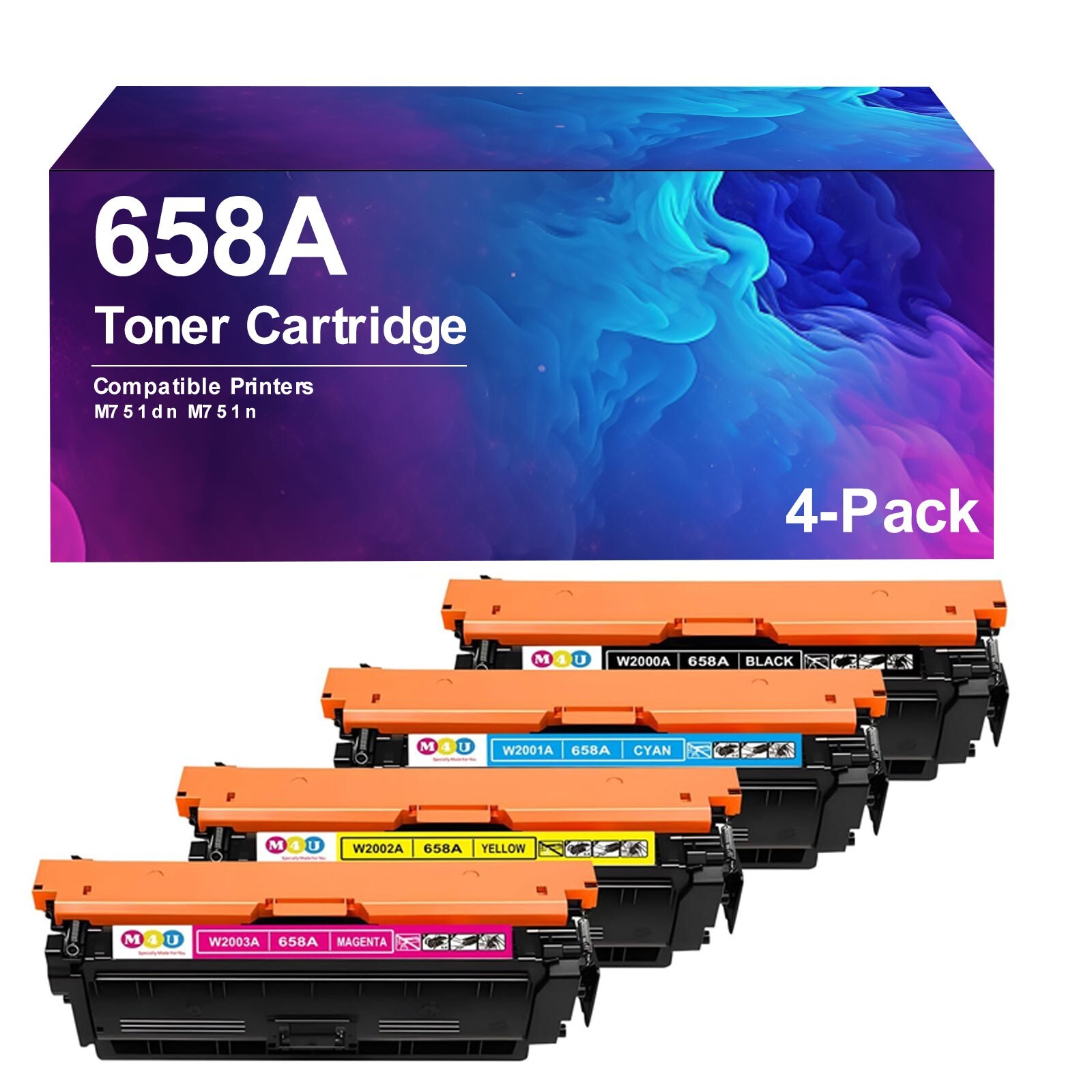 4 Pack 658A W2000A W2001A W2002A W2003A Toner cartridge for M751 M751n M751dn