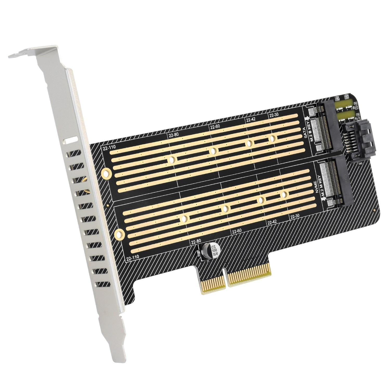 Dual M.2 PCIE Adapter for SATA or PCIE NVMe SSD Host Controller Expansion Card