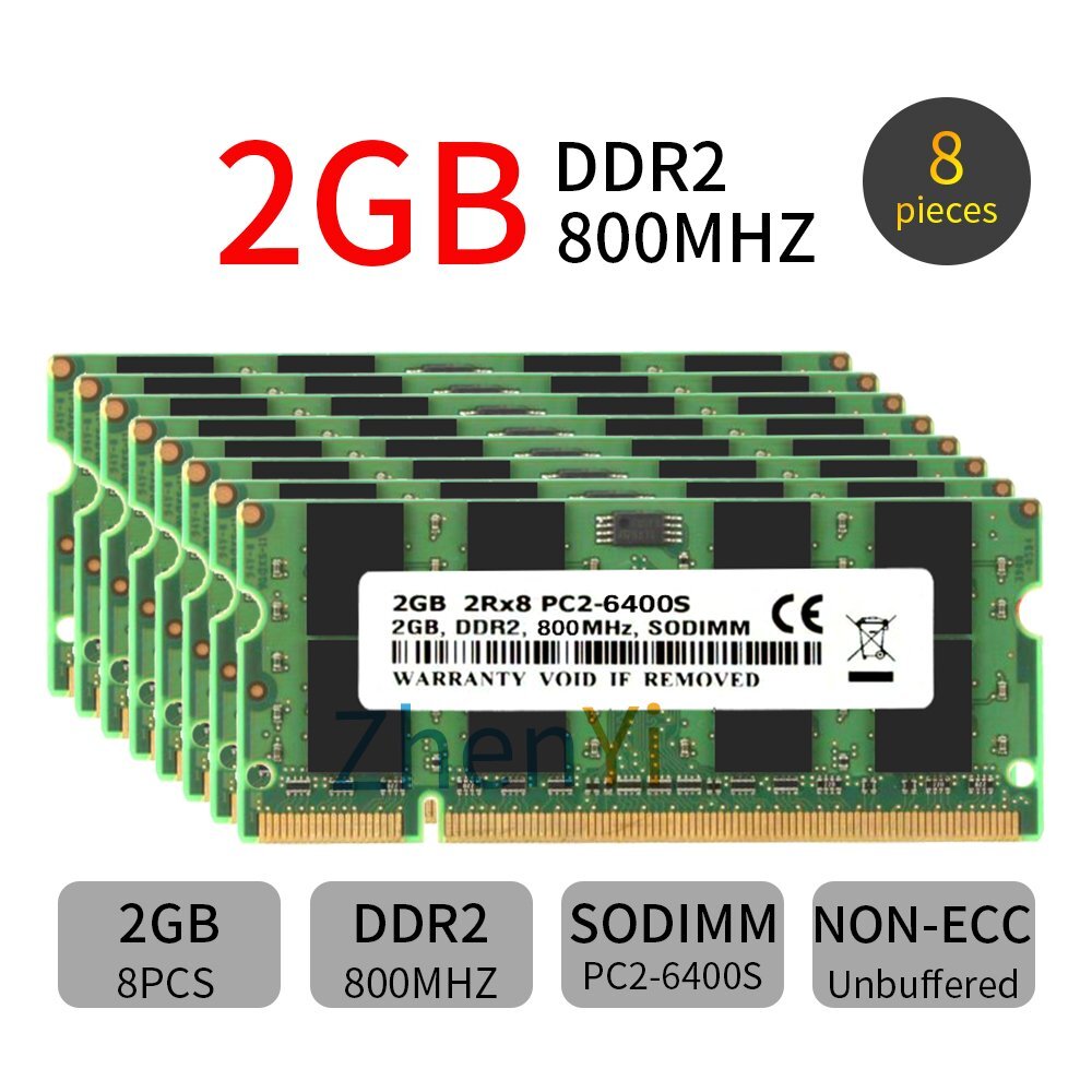 16GB 8x 2GB DDR2 800MHz PC2-6400S 200Pin 1.8V Non-ECC SODIMM Notebook Memory LUS