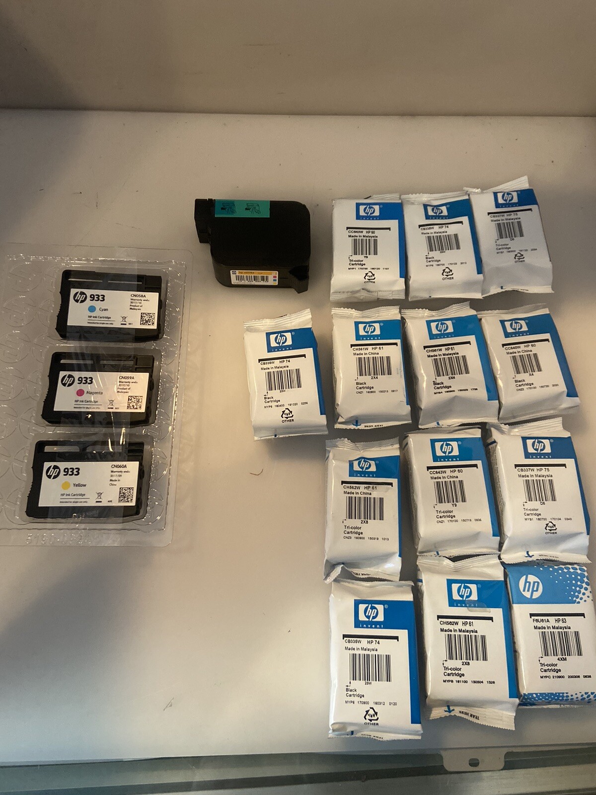 HP 61, 62, 63, 74, 75, 933 Black Ink Lot Of 17 Genuine New OEM