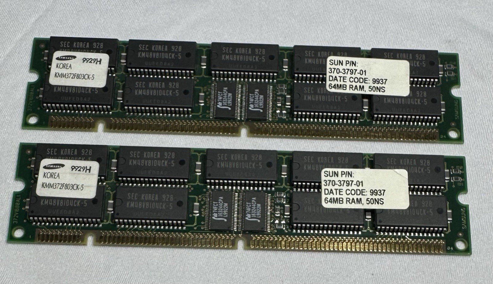 Sun X7037A 128MB KIT (2x 370-3797 64MB ECC 50ns DIMMs) Sun Ultra 5, Sun Ultra 10