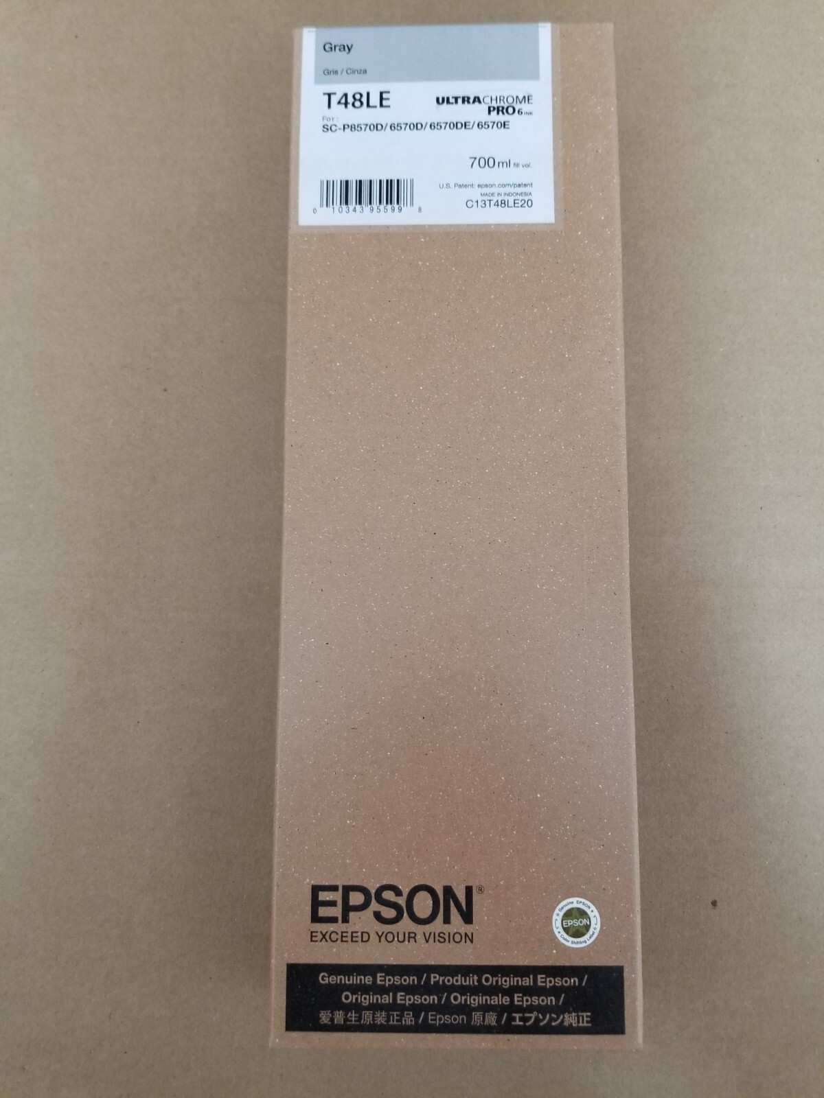 GENUINE Epson UltraChrome PRO6 Gray Ink 700ml For P8570/P6570 (T48LE20)