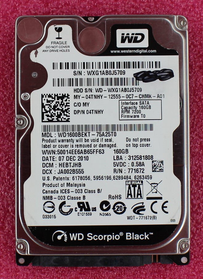 4TNHY - Dell 160GB 7200rpm 2.5 inch SATA Hard Drive