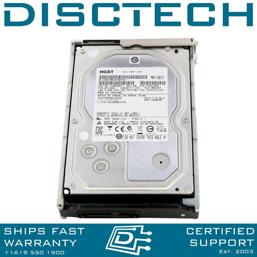 EMC 005049828 / 118032817 / HGST HUA723030ALA640 / 0F14991 3TB SATA Hard Drive