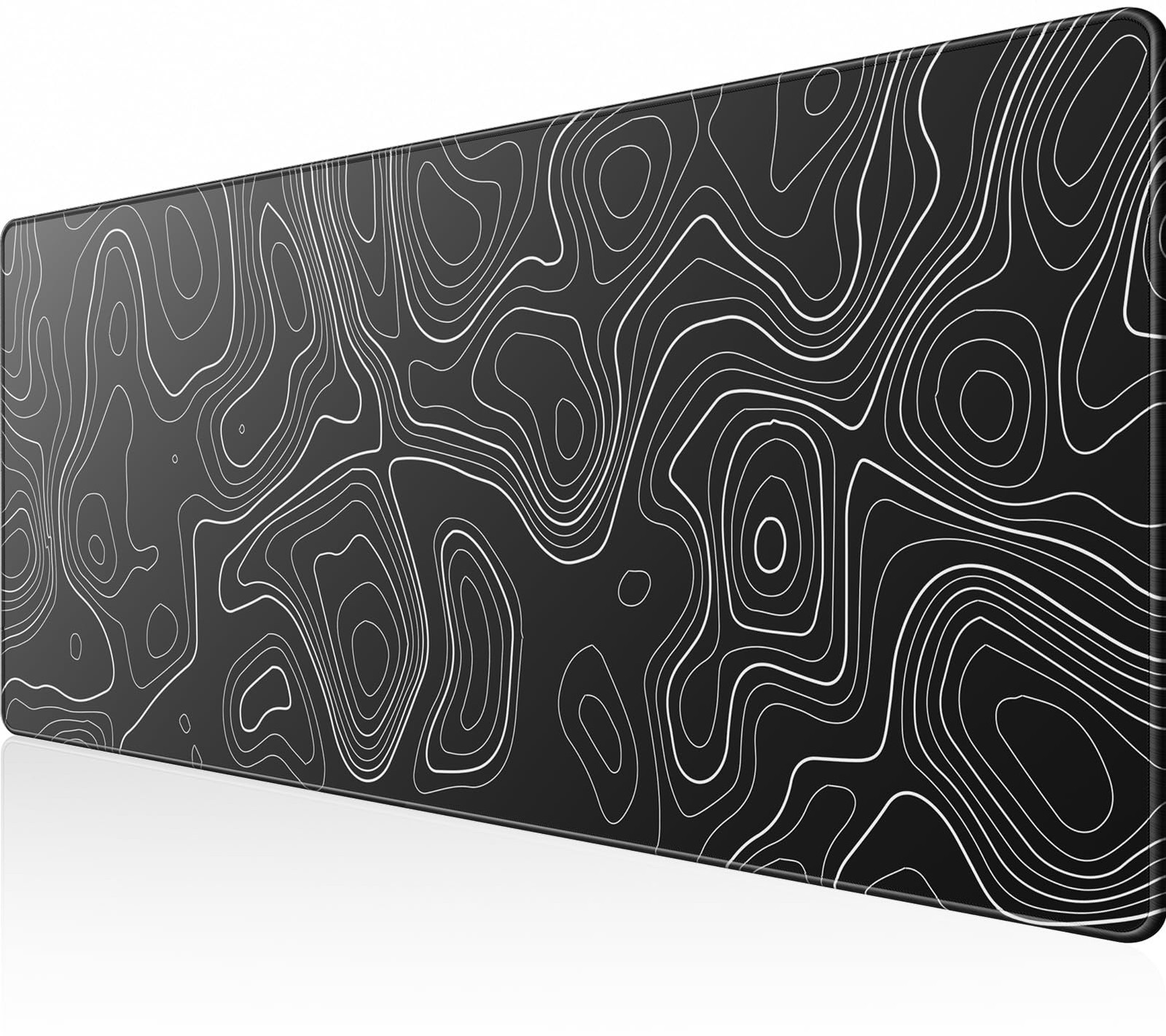 Large Gaming Mouse Pad, Desk Mat, 31.5 x 11.8 in, Black Topographic, XL