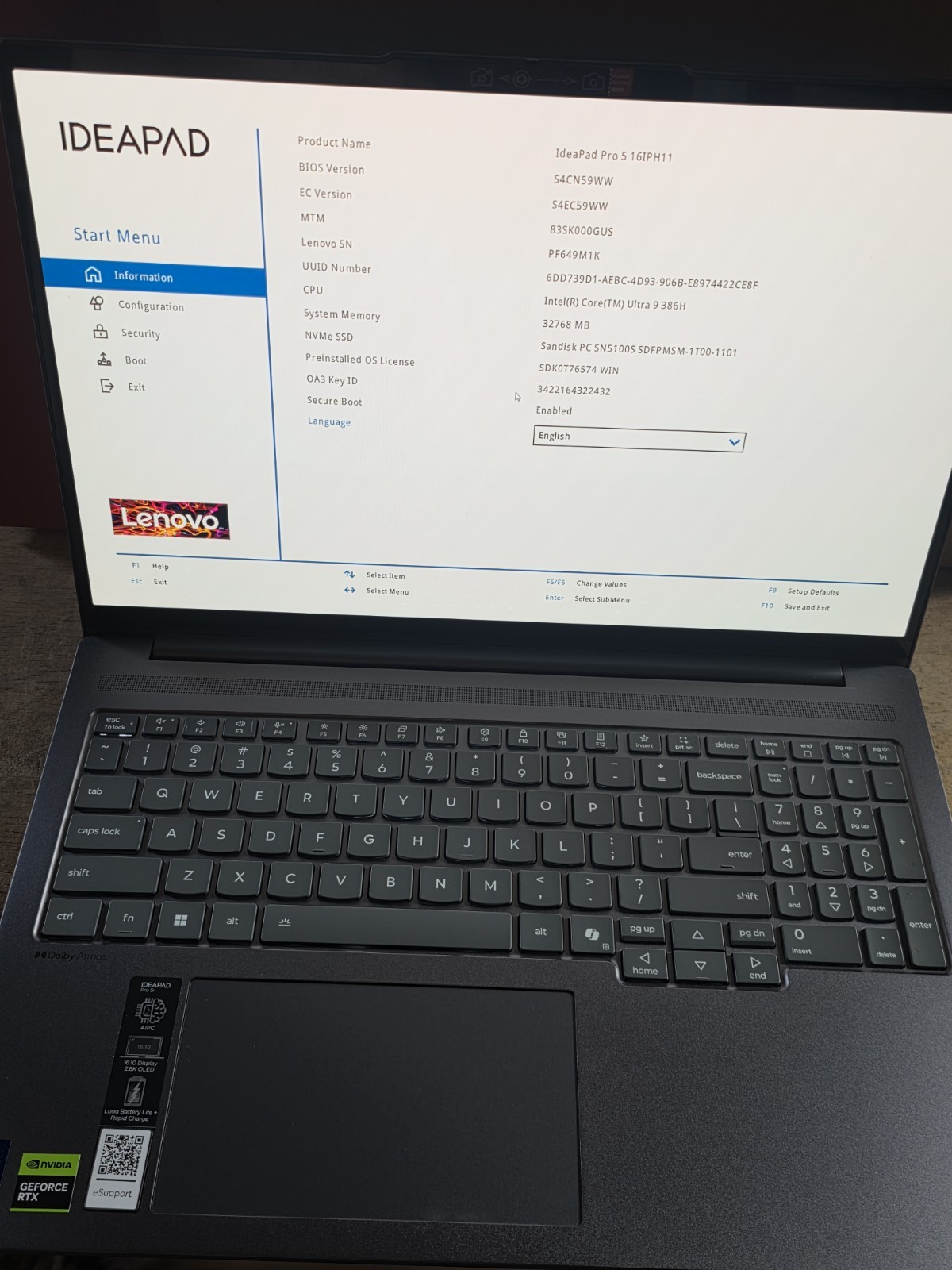 Lenovo IdeaPad Pro 5 16IPH11 16" Touch Intel Ultra 9 386H 32GB 1TB RTX 5050 W11H