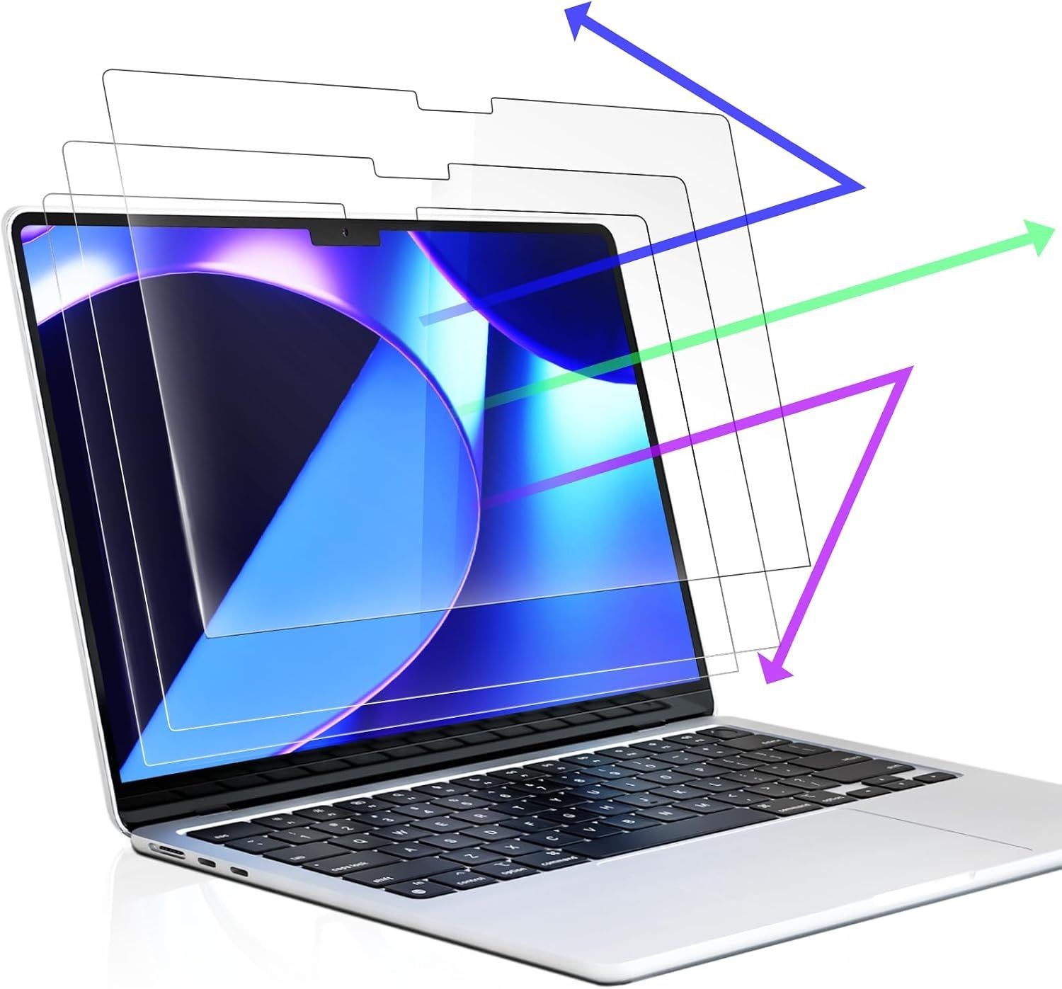 3-Pack Screen Protectors for MacBook Pro 16 Inch (2021-2026) Blue Light Blockers