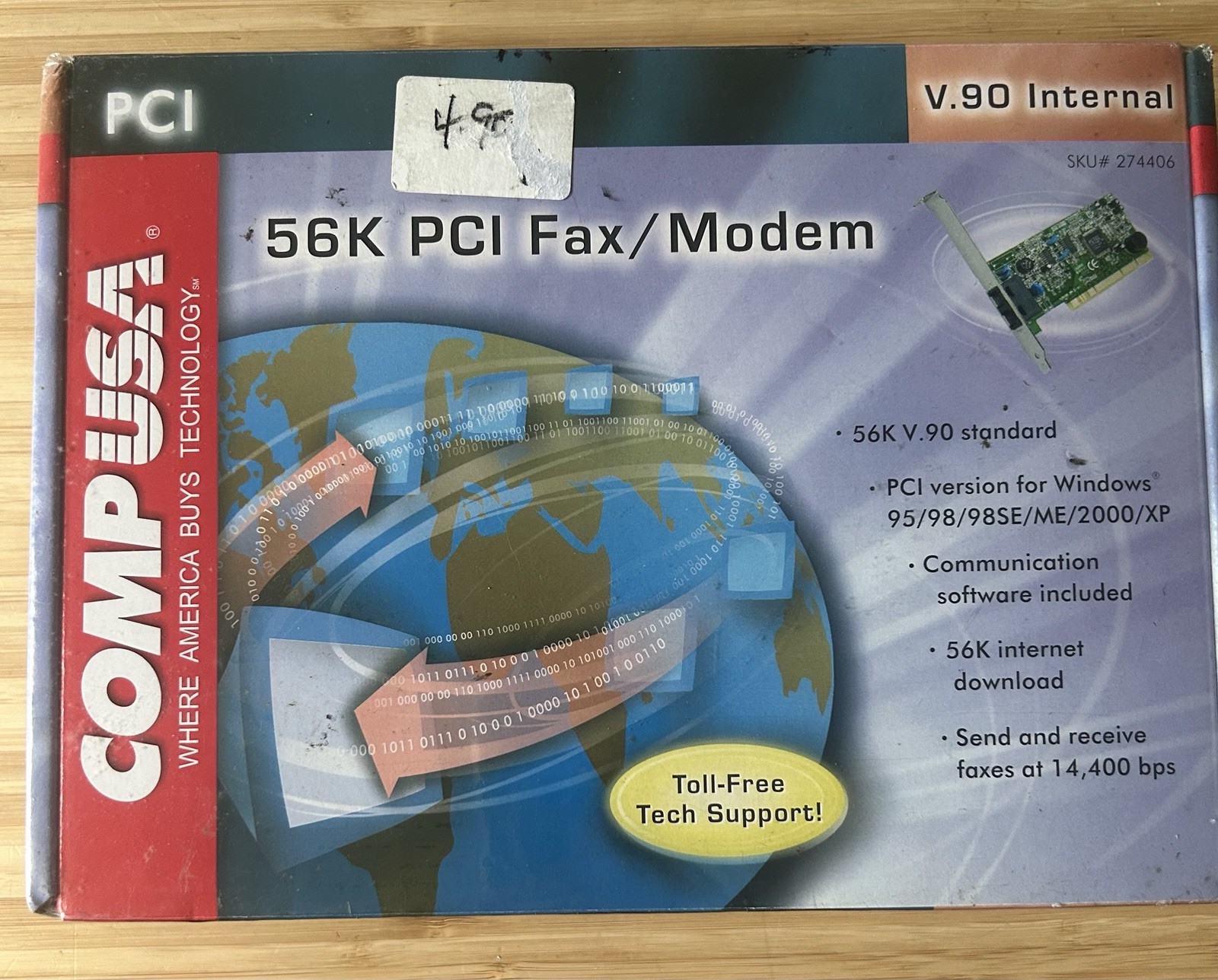 NEW COMP USA 274406 56k PCI Fax/Modem Sealed V.90 Internal U9