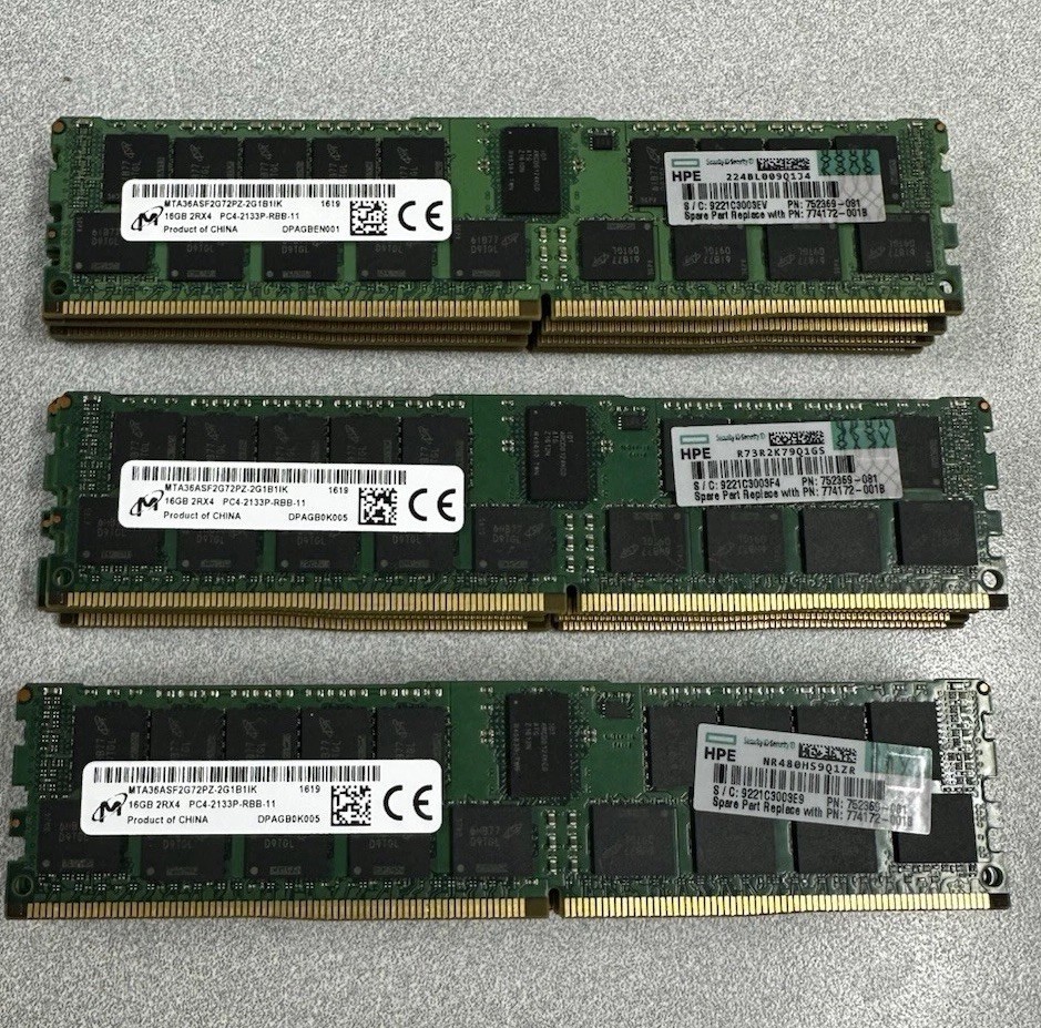 Micron 12 x 16GB 2Rx4 PC4-2133P HP Branded Memory Part Number 774172 001B