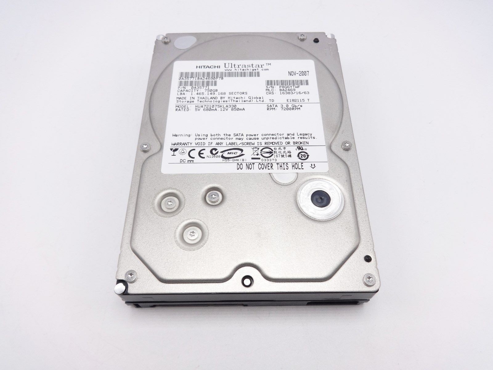 Hitachi 0A35771 750GB SATA 7.2K 3.5" 3.0 Gb/s Hard Drive HUA721075KLA330