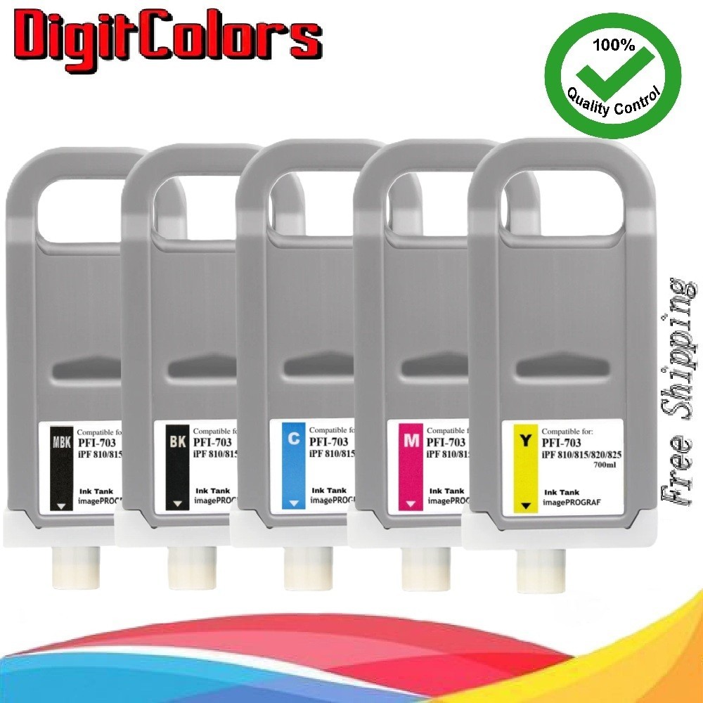 A 5 color set of PFI-703 Ink Cartridge fit Canon IPF810 IPF 815 IPF820 IPF825 PF
