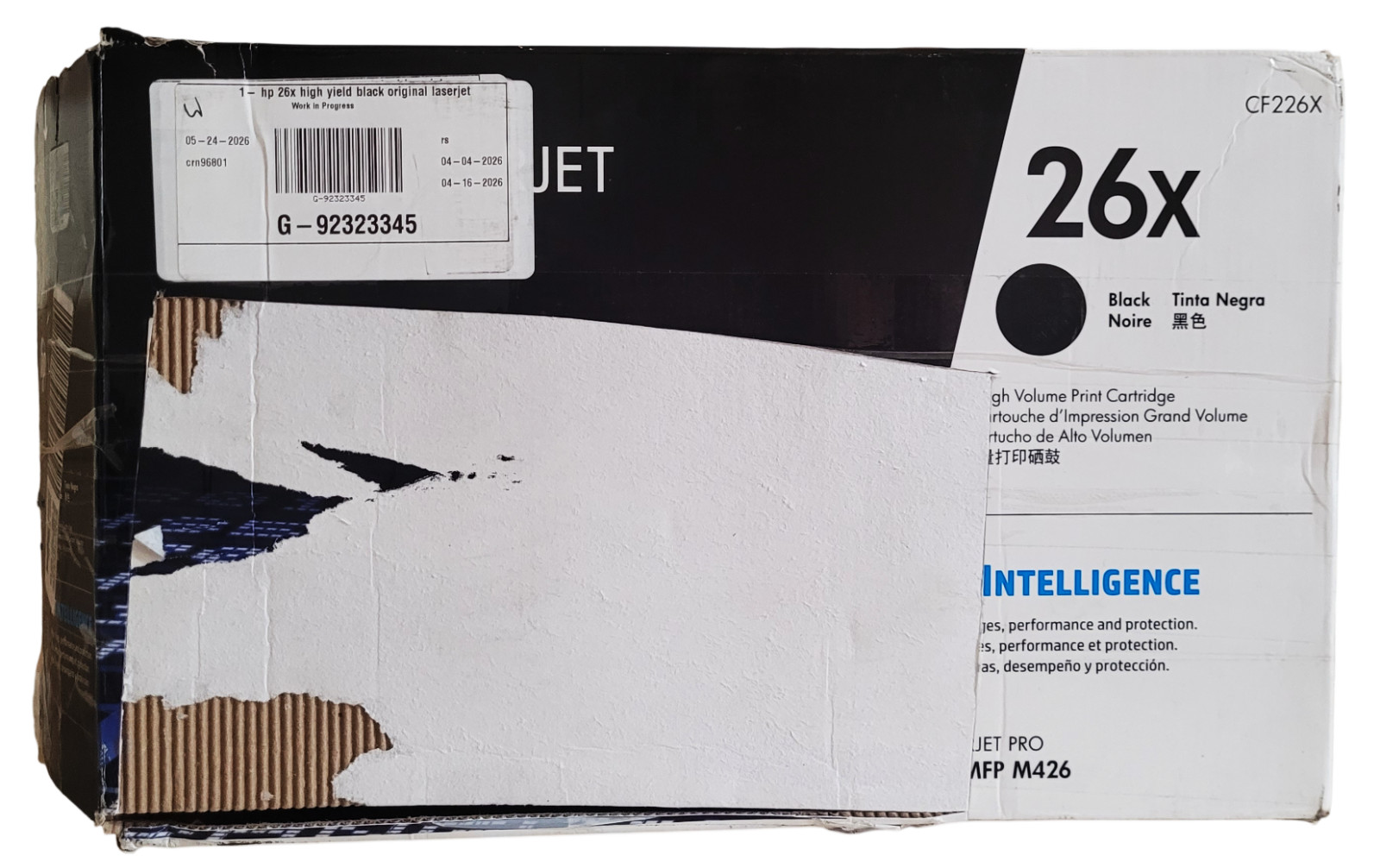 HP LaserJet 26X Black CF226X Toner Cartridge With Open Box Weight: 1lb:15.4oz