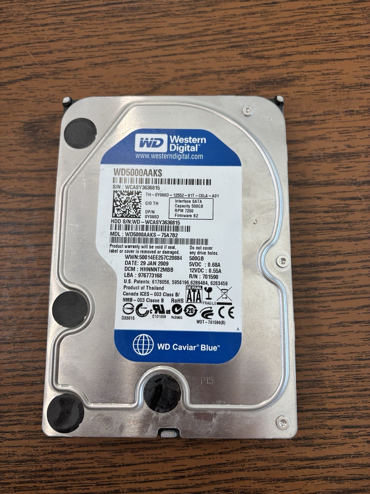 Western Digital WD5000AAKX-753CA1 500GB HDD Computer Hard Drive TESTED Wiped