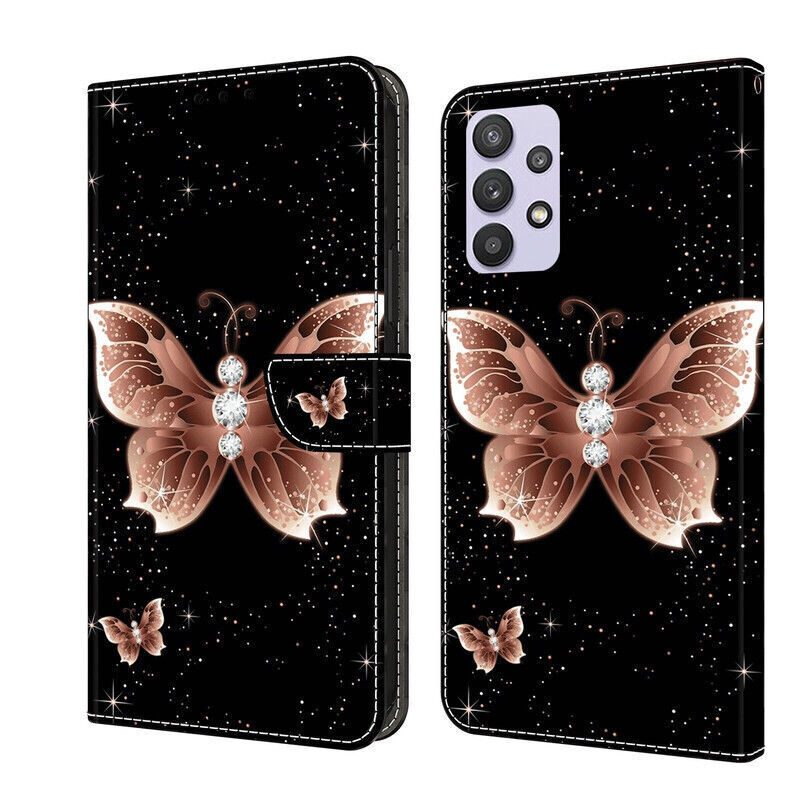Flip Butterfly Flower Card Wallet Cover Case For S10 S8 S9 Plus S7 Edge S10 Lite