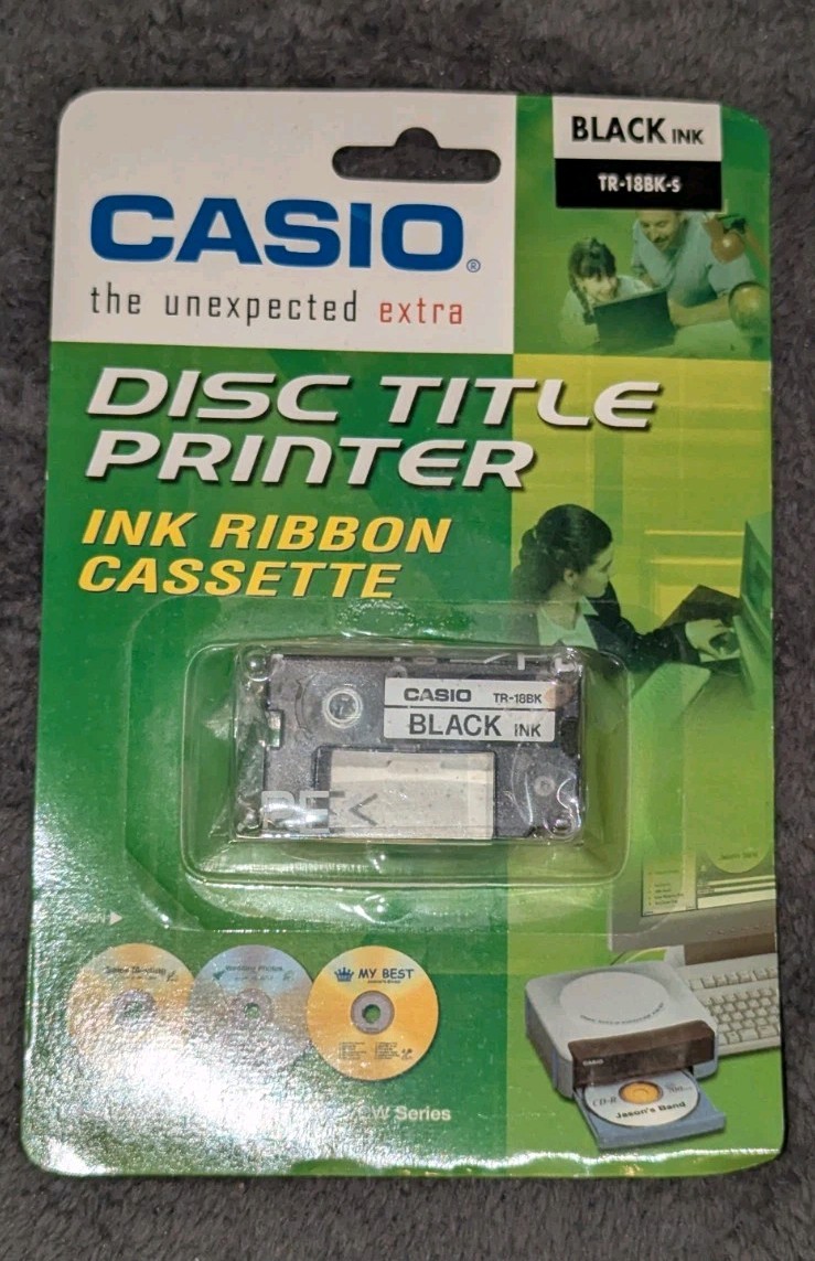 Casio TR-18SR-S Silver Ink Disc Title Printer Ink Ribbon Cassette New