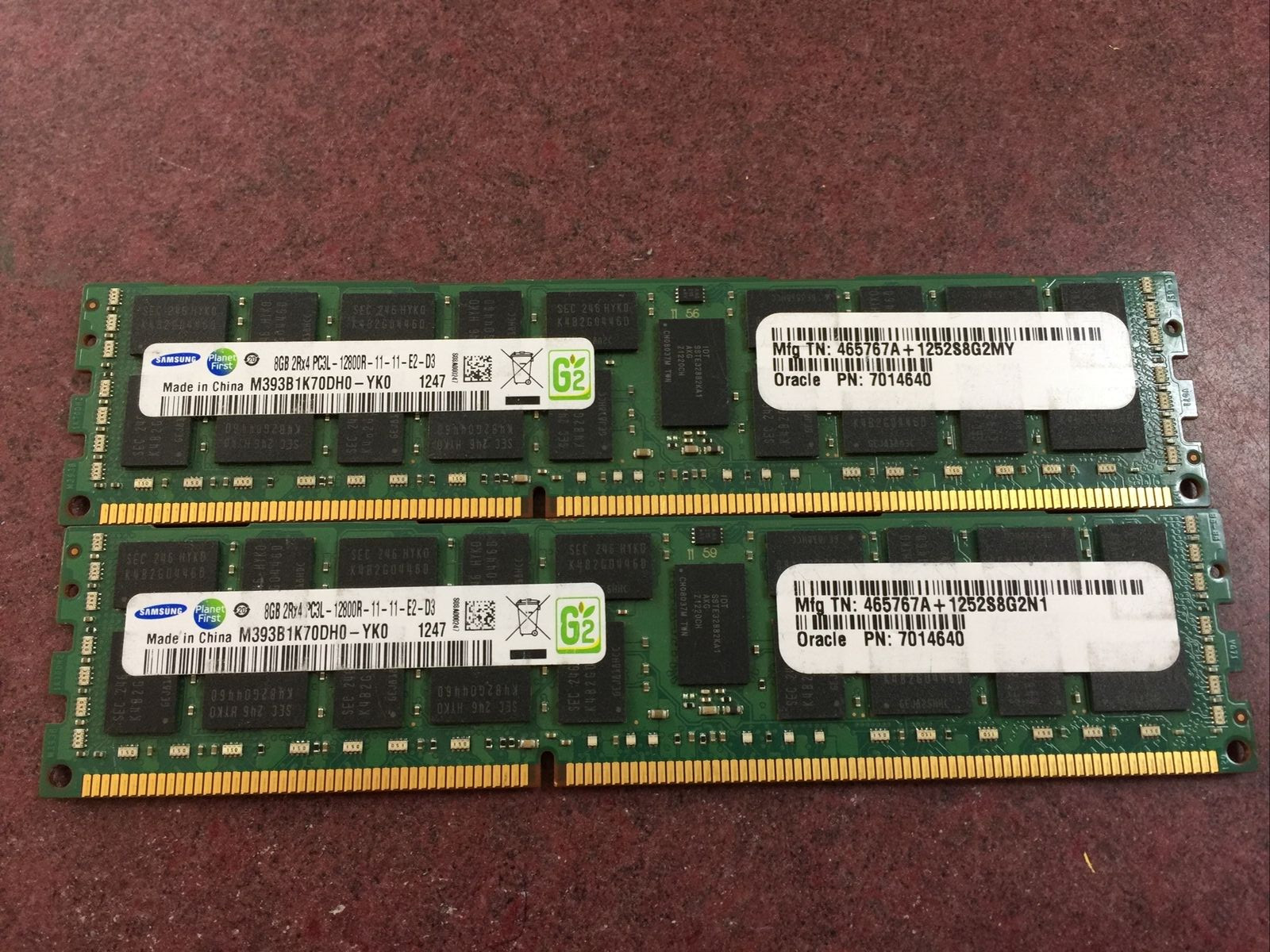 Lot of 2 - 16GB (2x8GB) 2Rx4 PC3L-12800R DDR3L-1600 Samsung SERVER MEMORY