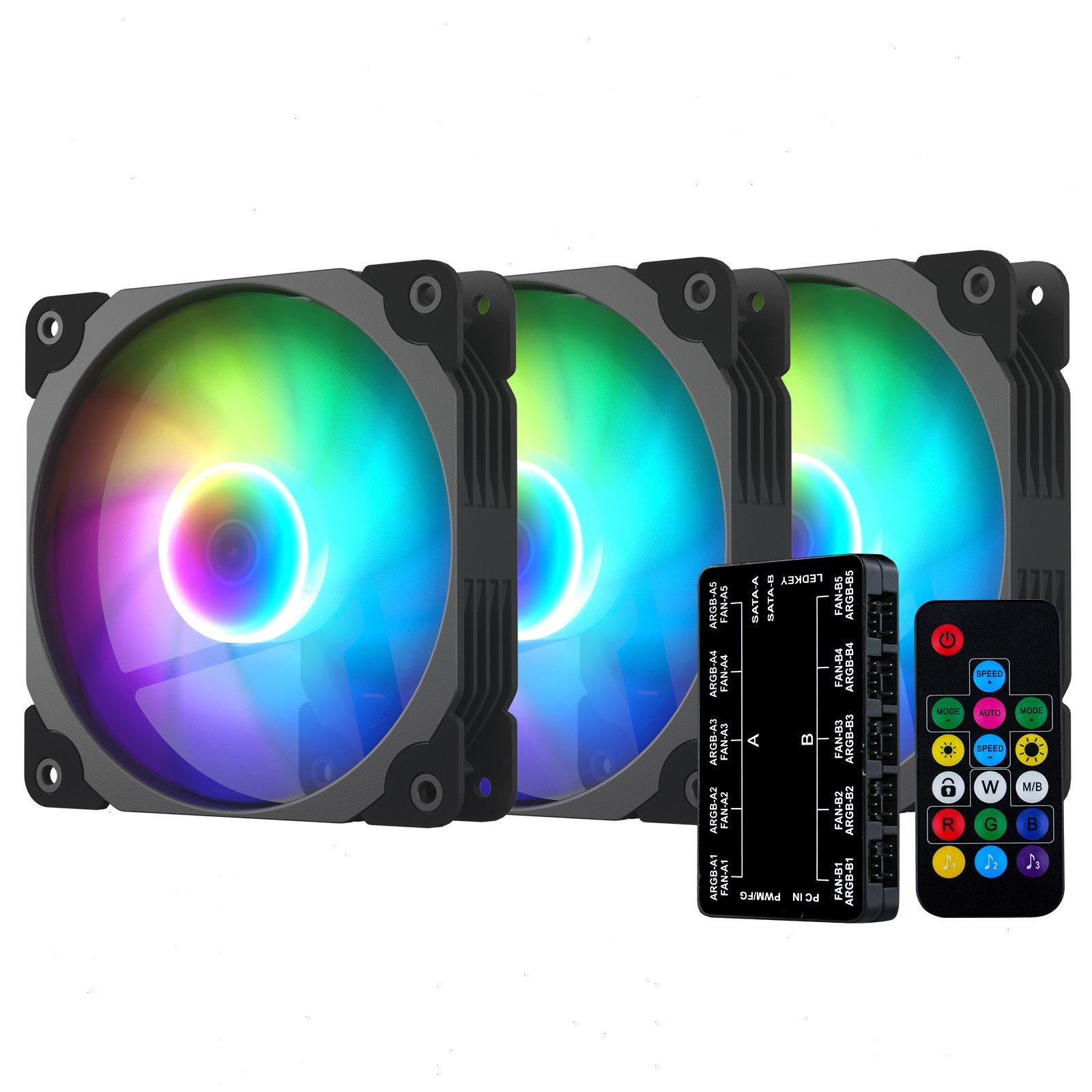 3 Pack Vetroo 120mm ARGB LED Computer Case Fan for CPU Cooling Addressable RGB