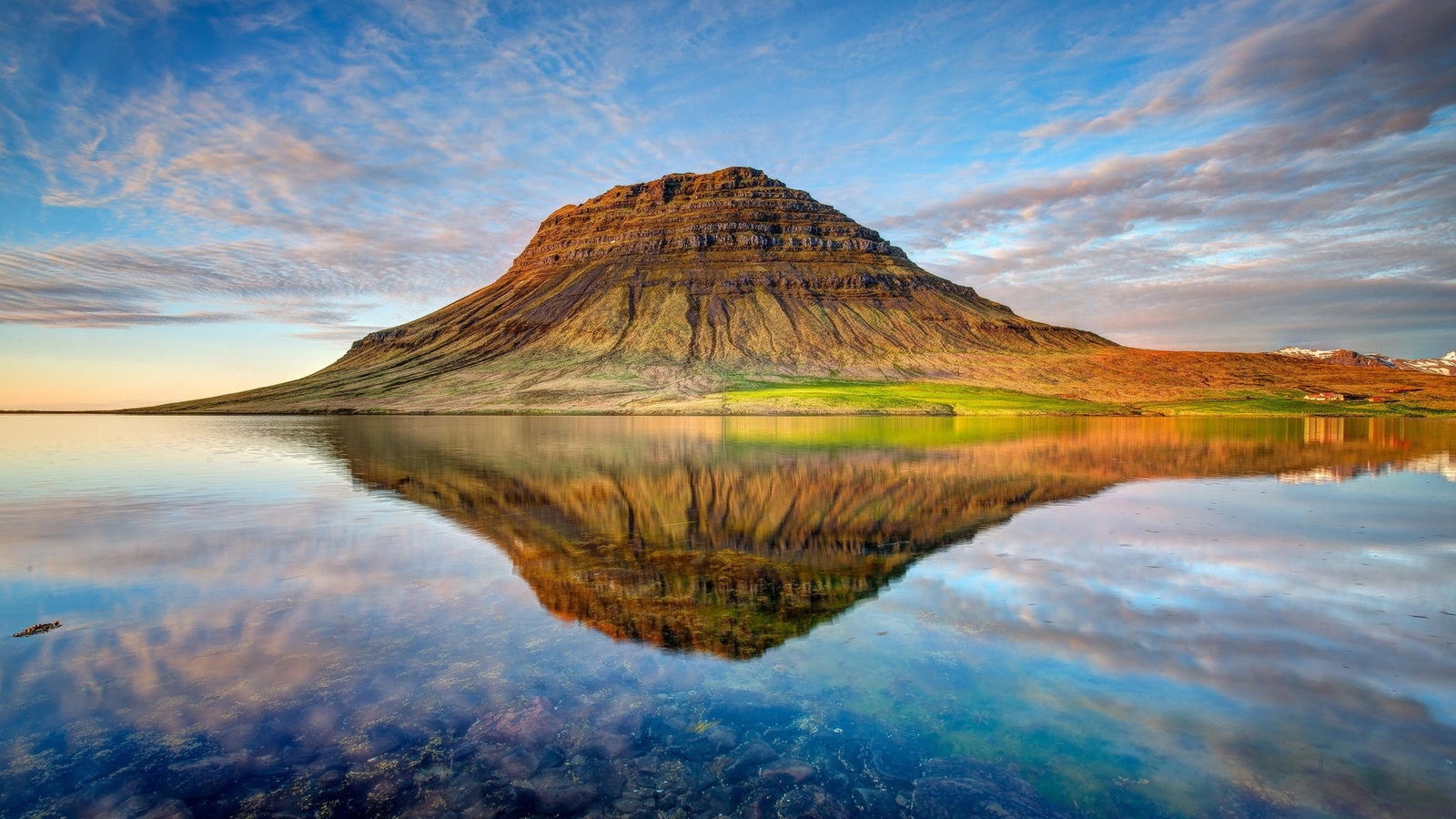 Landscape reflection mountains kirkjufell iceland lake Custom Gaming Mat Desk