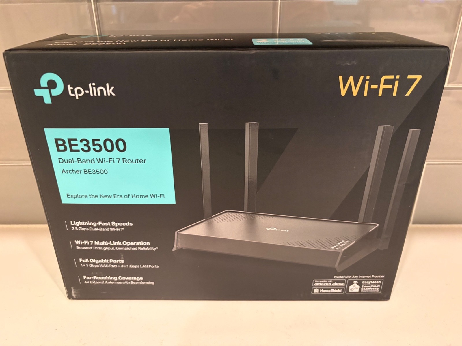 TP-Link Archer BE3500 WI-FI 7  Dual-Band Black Wireless Router Opened Never Used