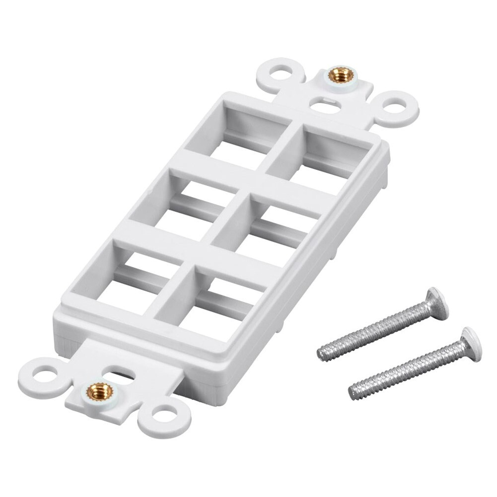 6 Port Hole 1-Gang Keystone Jack Wall Plate Insert Decora Style Modular White