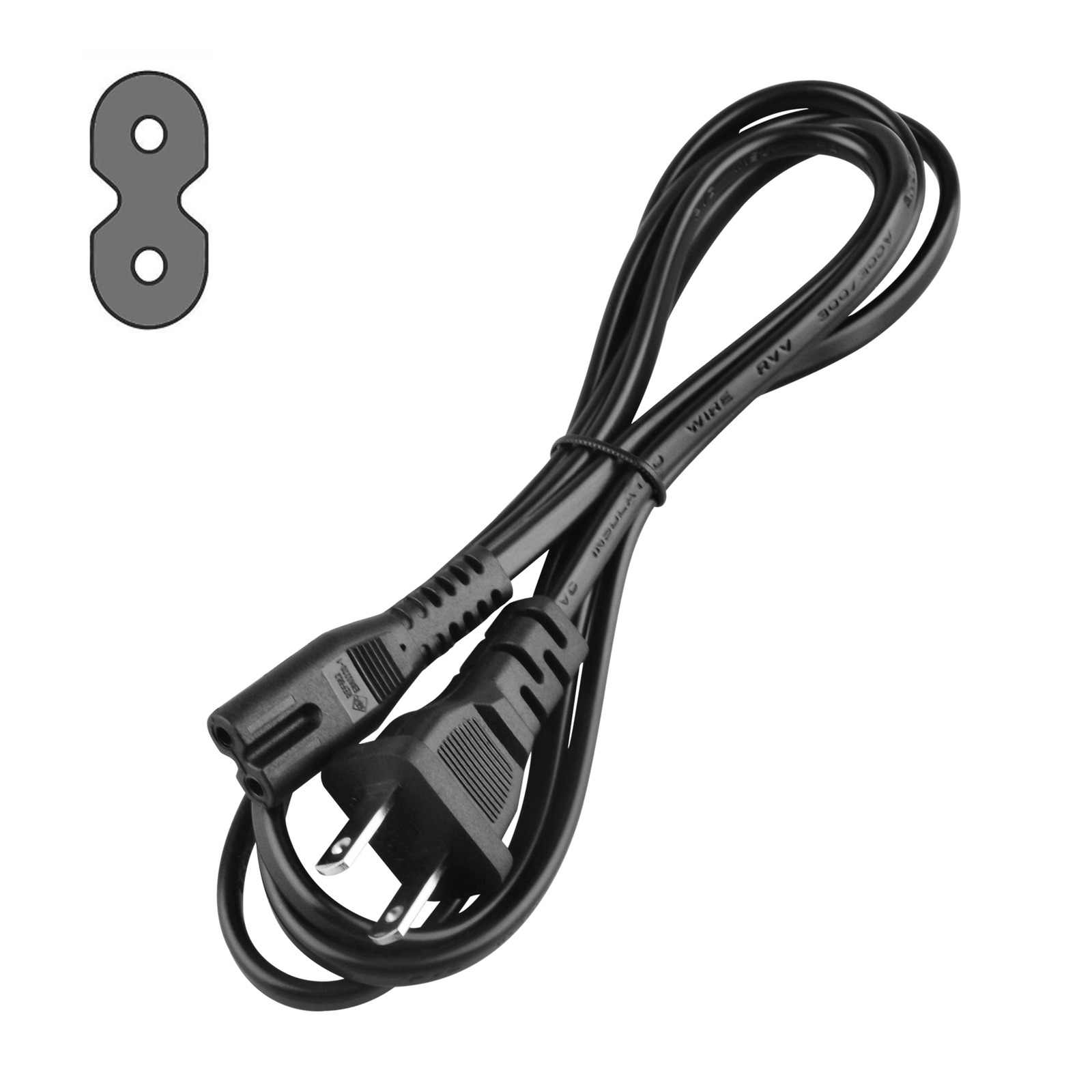 5ft AC Power Cord Cable For TCL TV 50FS3850 55S405RB 55UP130 65US5800 2 Prong