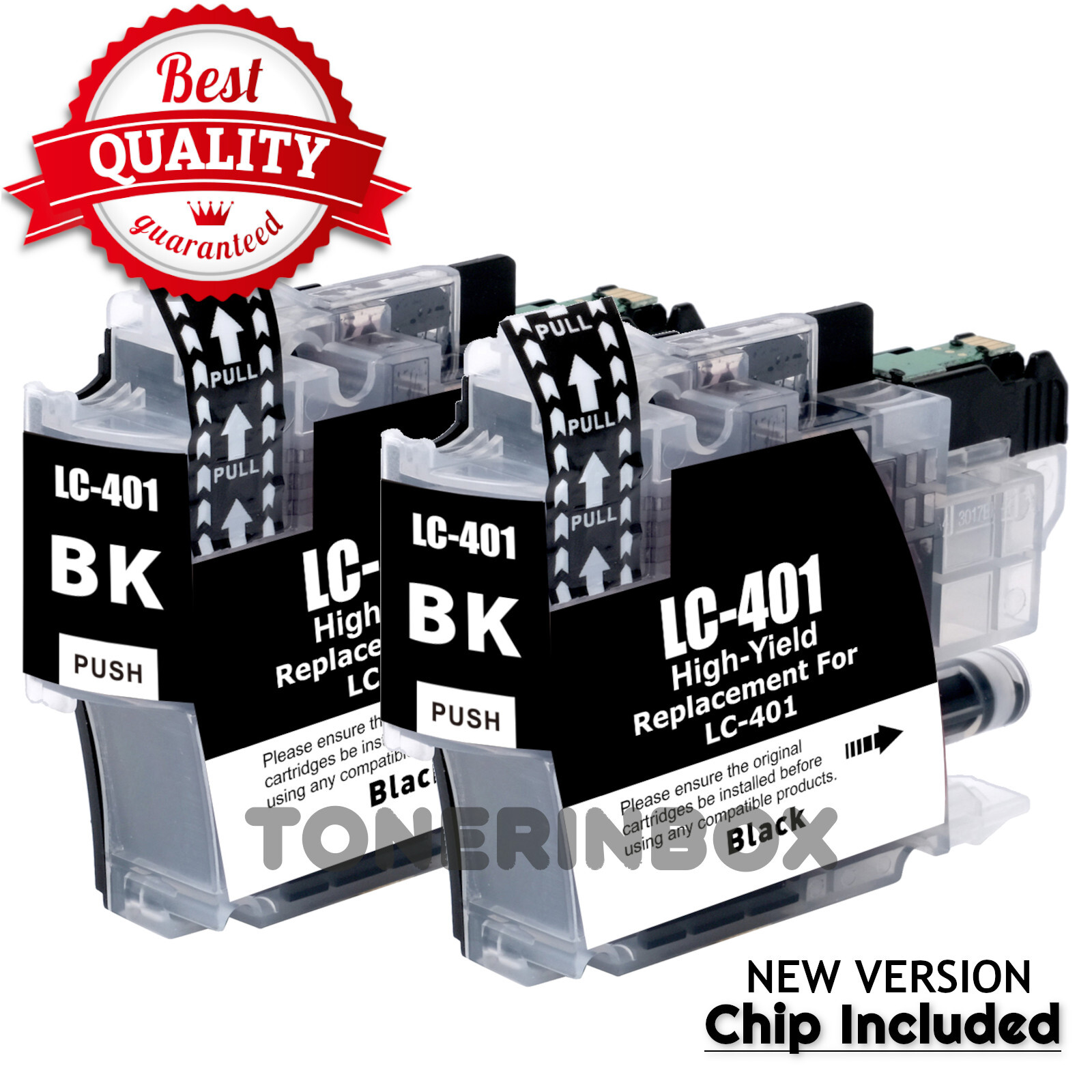 2PK LC401 Black Ink Cartridges For Bro MFC-J1010DW MFC-J1012DW MFC-J1170DW