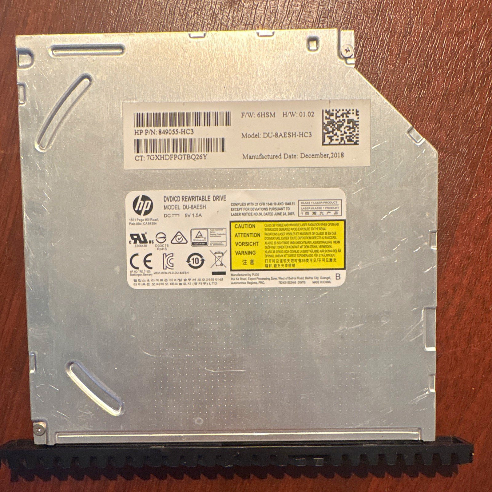 HP DU-8AESH-HC3 Slim Internal Laptop SATA DVD/CD Rewritable Drive 8x