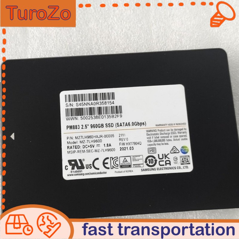 MZLH960HAJR-0005 Samsung PM883 960GB SSD 2.5" MZ-7LH9600 SATA III 6.0Gbps Used