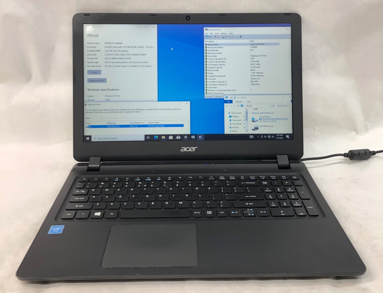 Acer Aspire ES1-533, Intel Celeron N3350 @1.10GHz, 4GB RAM, 500GB HDD Windows 10