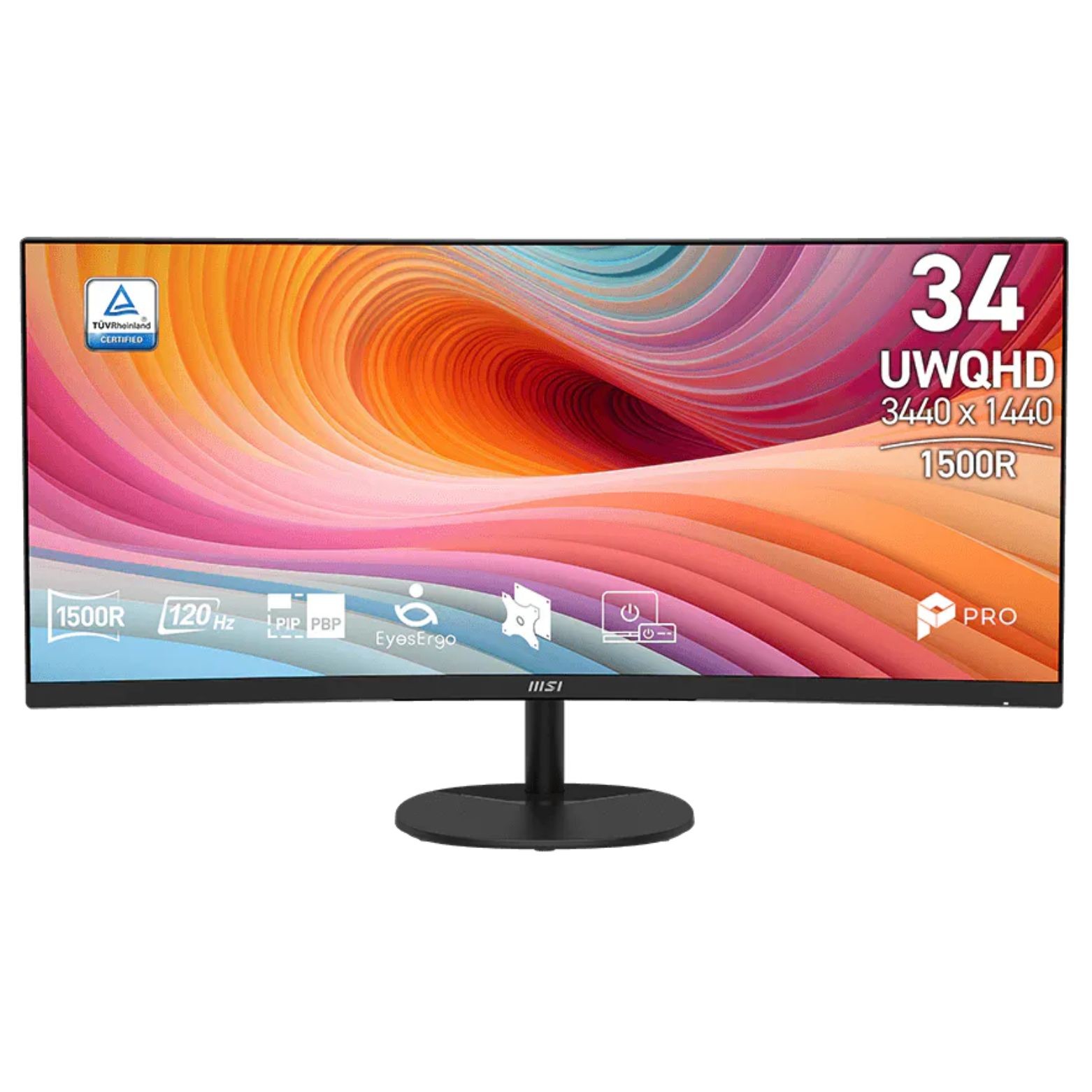 MSI PRO MP341CQ E12 34" UWQHD 2K Curved Monitor 3500:1 Adaptive-Sync HDR Ready