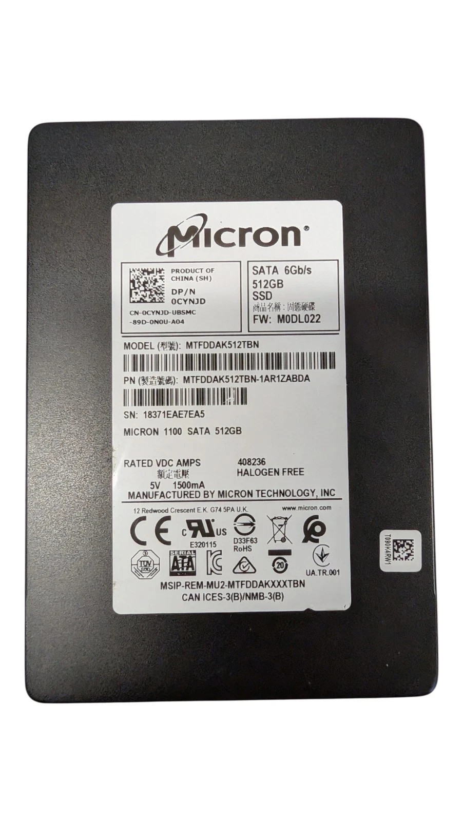 Micron 1100 512GB SATA 6Gbps SED 2.5" Solid State Drive - MTFDDAK512TBN