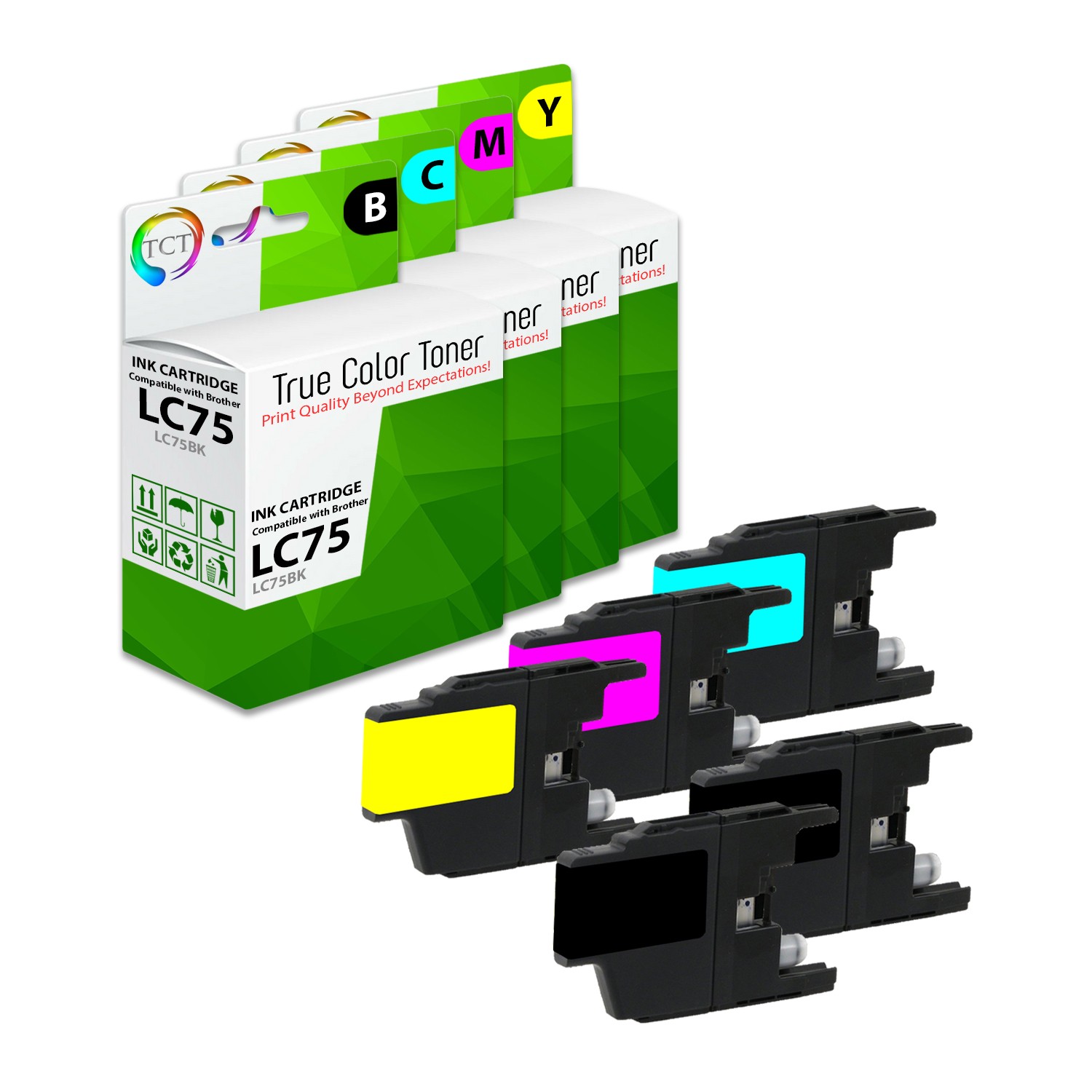 5Pk TCT LC75 LC75BK LC75C LC75M LC75Y HY For Brother MFC-J430W J825DW Comp Ink